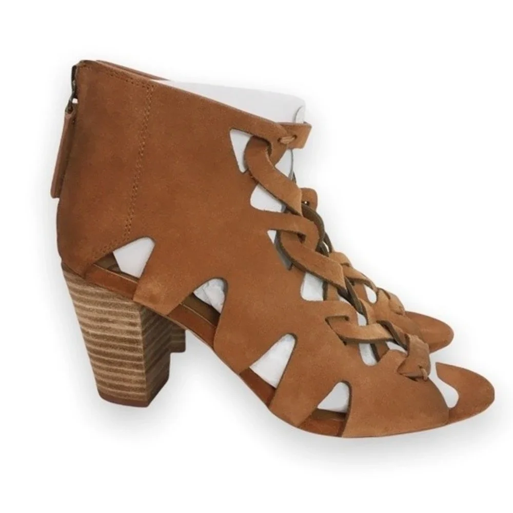 Zodiac Womens Size 6 Brown Suede Leather Block Heels Open Toe Sandals Shoes‎